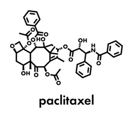 Paclitaxel cancer chemotherapy drug molecule. Skeletal formula.