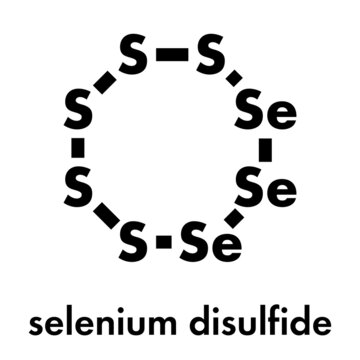 Selenium disulfide dandruff shampoo active ingredient molecule. Selenium sulfide has antifungal properties. Skeletal formula.