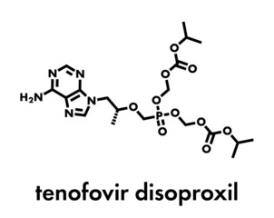 Tenofovir HIV drug molecule. Skeletal formula.