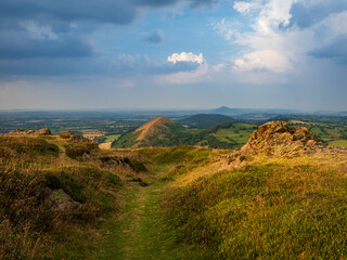 Amazing views from the top of Caer Caradoc hill near Church Stretton on the Shropshire Hills, West Midlands, England