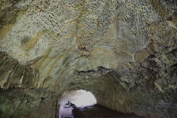 Lava tunnel near the Caldeira on the island Graciosa, Azores