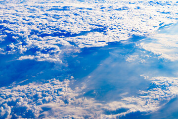 View from airplane to clouds
