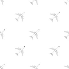 White airplane pattern on a white background. Vector stock illustration.
