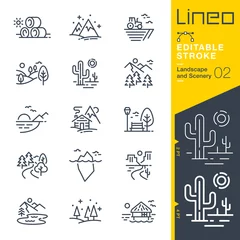 Cercles muraux Blanche Lineo Editable Stroke - Icônes de ligne de paysage et de paysage