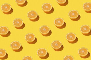 Bright summer fruit orange pattern. Flat lay creative summer mood. Minimal food concept