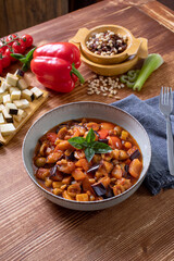 caponata di melanzane e peperoni