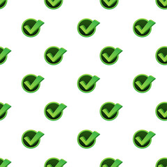 Checkmark. Green approved pattern on white background. Vector stock illustration.