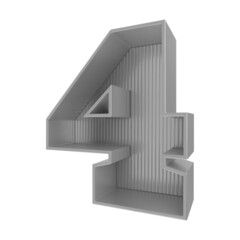 3d silver number 4