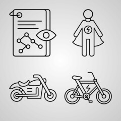 Set of Vector Line Icons of Technology