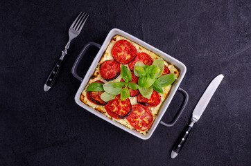 Tomato casserole with cheese