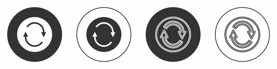Black Recycle symbol icon isolated on white background. Circular arrow icon. Environment recyclable go green. Circle button. Vector