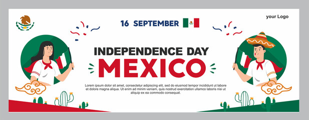 mexican independence day illustration, september 16th poster for background. viva mexico
