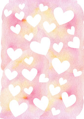 white hearts on pink watercolor background