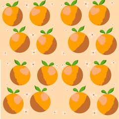Tangerines pattern.  fruit with leaf.  ripe citrus