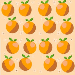Tangerines pattern.  fruit with leaf.  ripe citrus