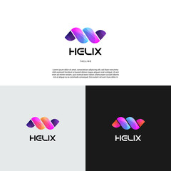 Abstract DNA Ribbon Logo Design Template