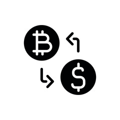 Exchange glyph icon. Vector fill black illustration.