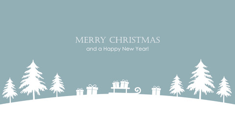 Fototapeta premium christmas greeting card with firs and gifts border