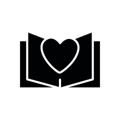 Novel glyph icon. Bookstore. Vector fill black illustration.