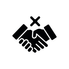 Fototapeta premium No handshake glyph icon. Vector fill black illustration.