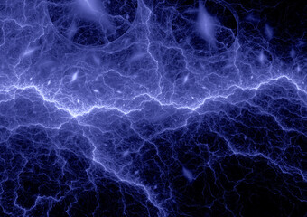 Blue lightning, abstract plasma background