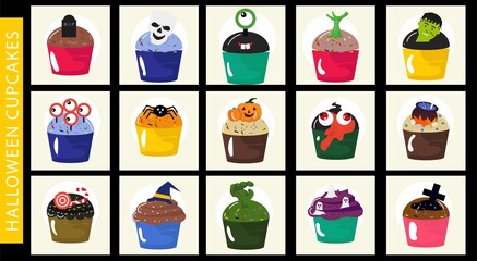 halloween cupcakes decoration food ideas set collection