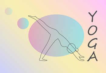 Silhouette  of woman standing in yoga pose, line art, logo design, flat vector illustration