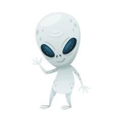 Alien as Halloween Character Waving Hand and Smiling Vector Illustration