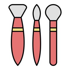 Vector Makeup Brushes Filled Outline Icon Design