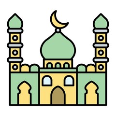 Vector Mosque Filled Outline Icon Design