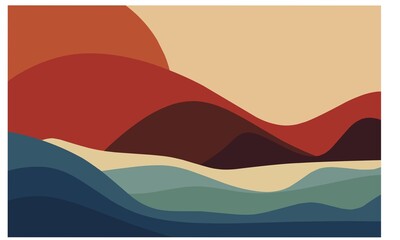 : contemporary artistic abstract aesthetic mountains background illustration