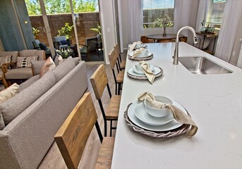 Place Settings On Kitchen Island With Sink