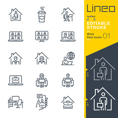 Lineo Editable Stroke - Work from Home line icons
