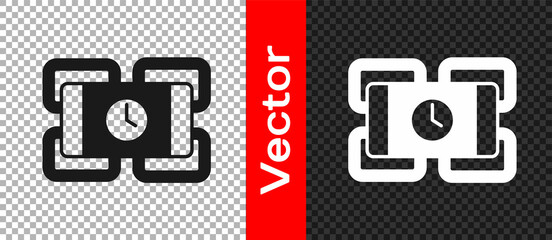 Black Detonate dynamite bomb stick and timer clock icon isolated on transparent background. Time bomb - explosion danger concept. Vector