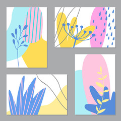 Set of abstract floral cards.