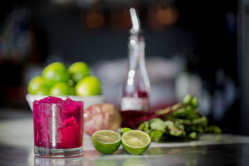 Cocktail ingredients as a still life.