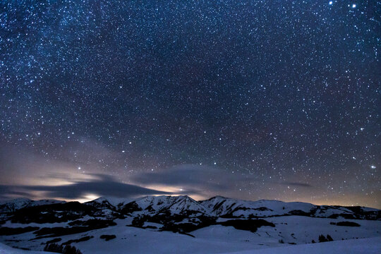 Star-sprinkled Mountains. Original public domain image from Wikimedia Commons