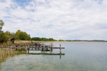 Obraz premium small piers at lake Chiemsee