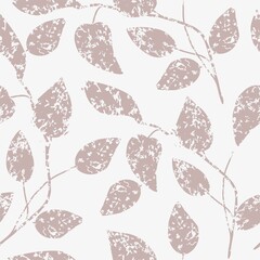 Seamless nature autumn pattern, gardening. Abstract flowers, leaves, shapes and elements, drawing on  white background, hand drawn, packaging, wallpaper, design for textiles, vector illustration.