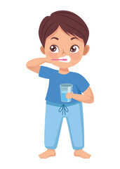 little boy brushing teeth