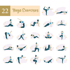 Yoga Exercises Vector illustration in flat style, concept illustration for healthy lifestyle, sport, exercising. stock illustration.