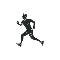 Sport Run Icon Silhouette Illustration. Man Training Vector Graphic Pictogram Symbol Clip Art. Doodle Sketch Black Sign.