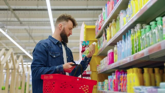 Man shopper buying baby hygiene products