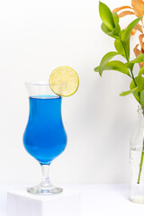 blue lagoon drink cup on white background 
