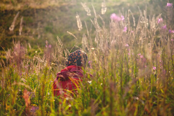 abstract silhouette of a man in front of the su
