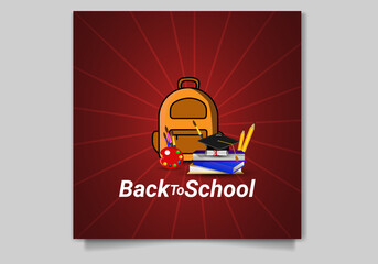 Naklejka premium Back to School Social Media Post Design