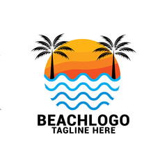 Vector beach logo design template.