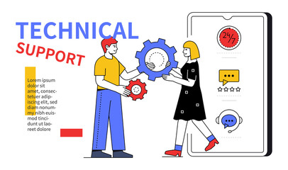 Technical support - line design style web banner