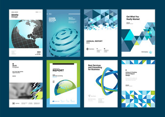 Fototapeta na wymiar Set of brochure, annual report, business plan cover design templates. Vector illustrations for business presentation, business paper, corporate document, and marketing material.