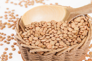 Very Healthy Food; Raw Brown Lentils Heap